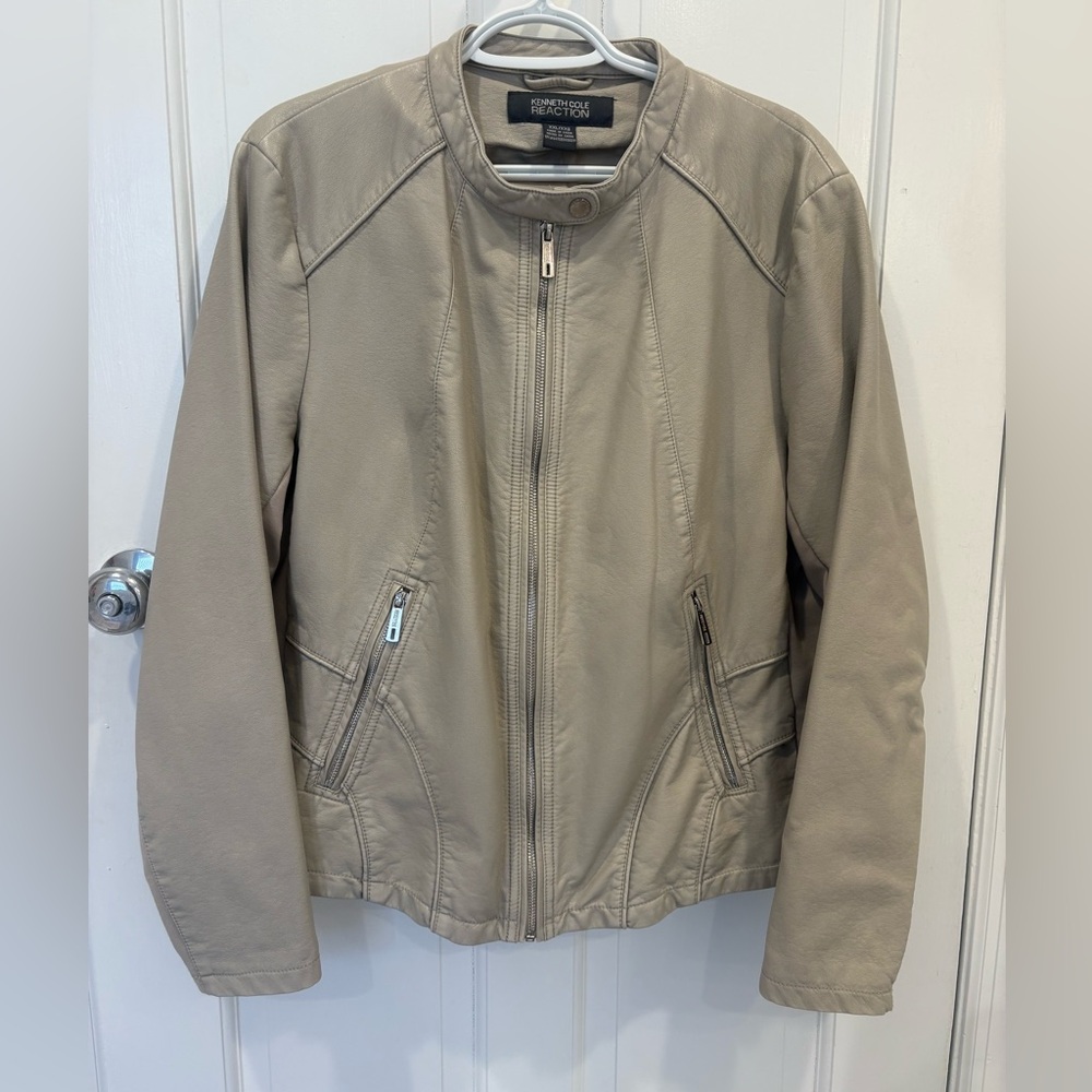 Kenneth Cole Beige Tan Women’s Leather Jacket